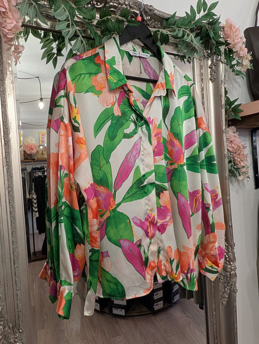 Pre-loved | Zara Floral Shirt | XXL