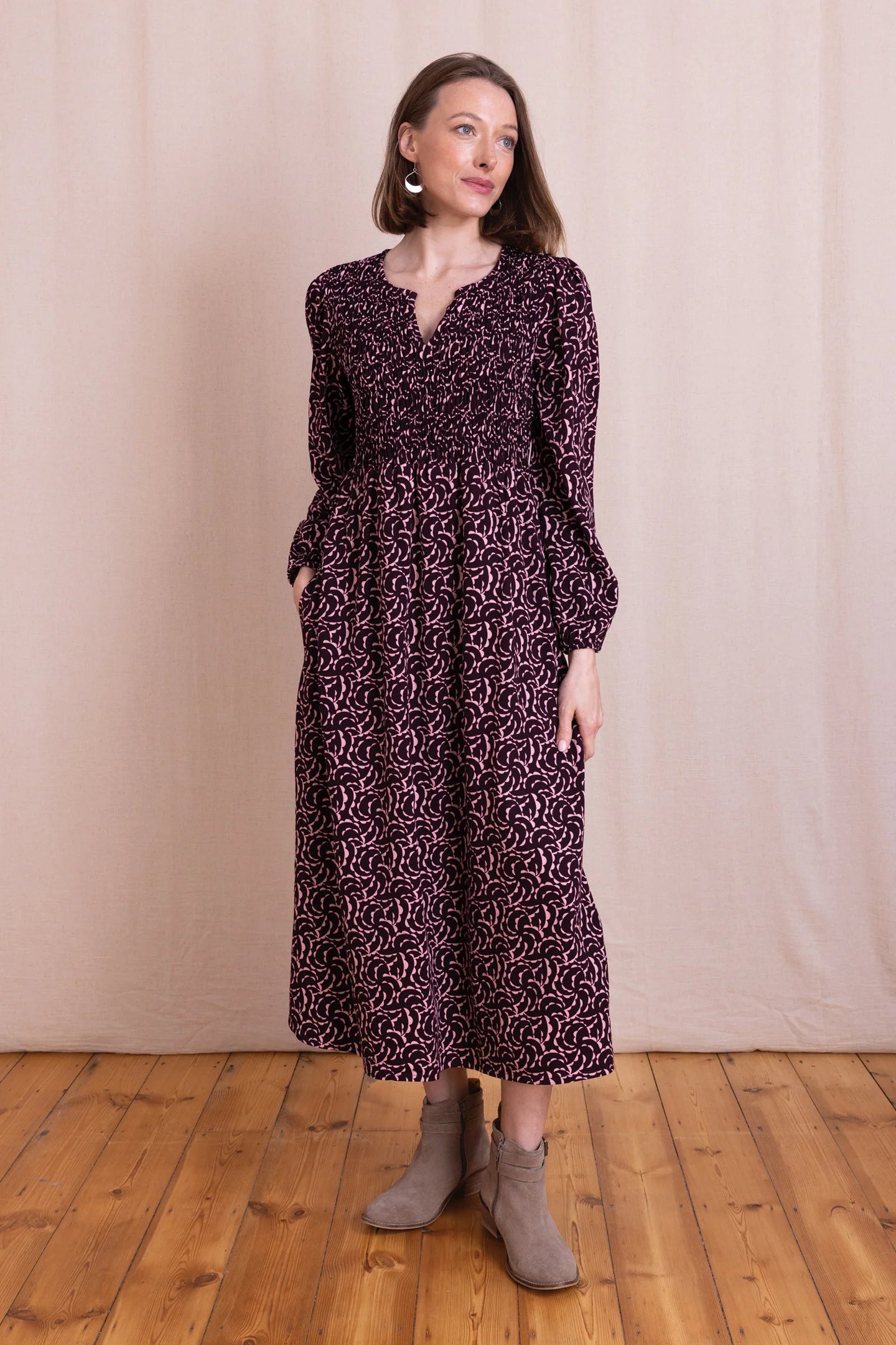 Nomads | Smocked Dress | Burgundy