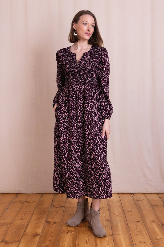 Nomads | Smocked Dress | Burgundy