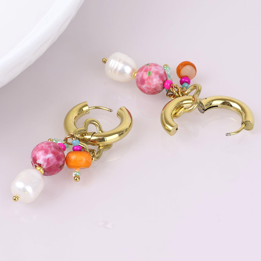 POM | Waterproof Gold Plated Hoop & Bead Cluster Earrings - Blossom Boutique Online  