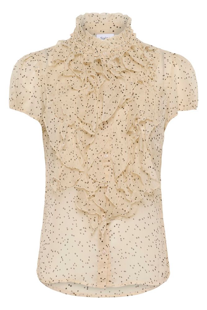 Beige floral blouse on a white background