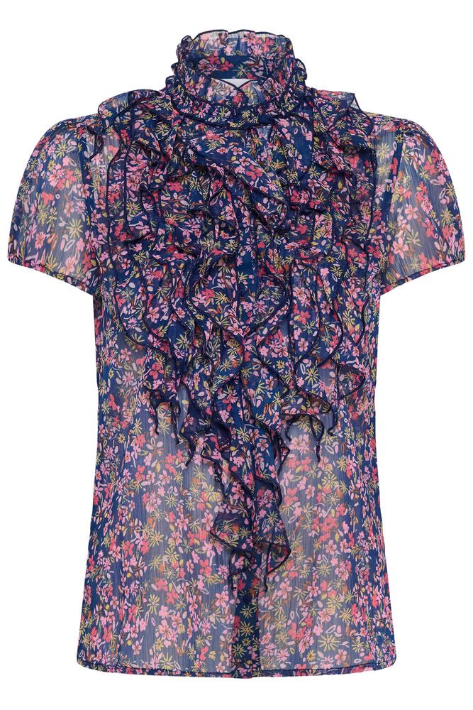 Floral patterned blouse on a white background