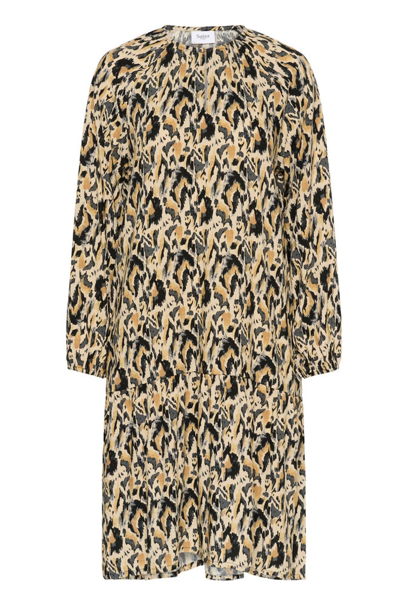 Leopard print dress on a white background
