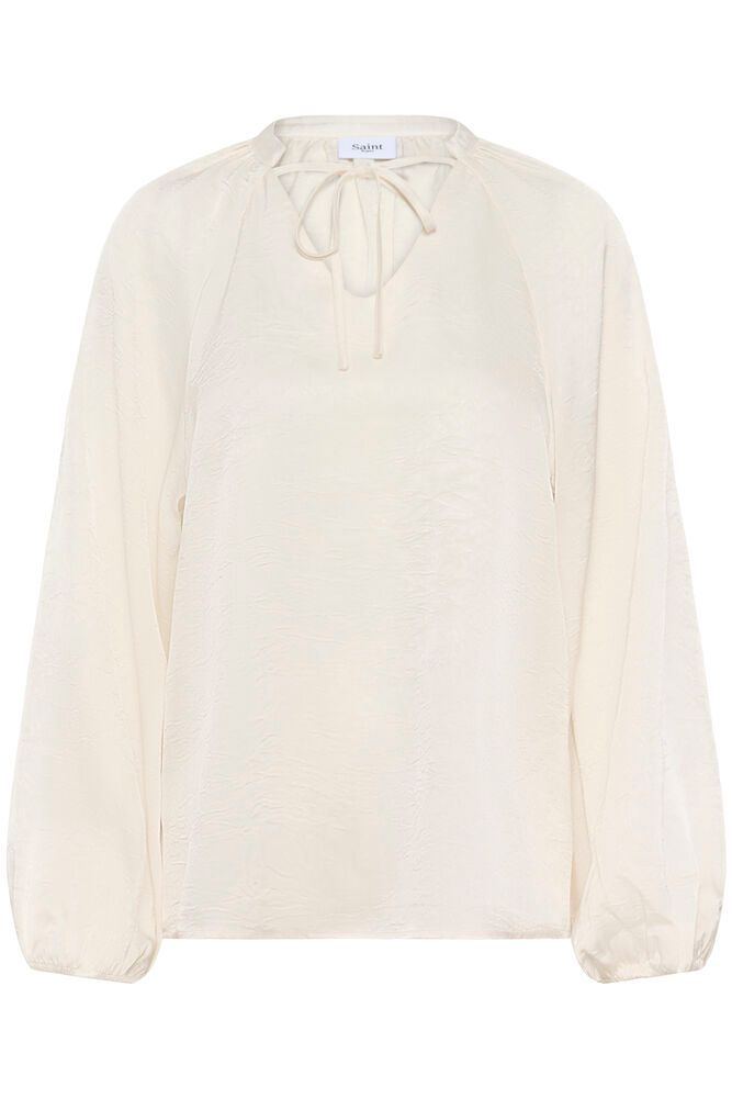 White blouse with long sleeves on a white background