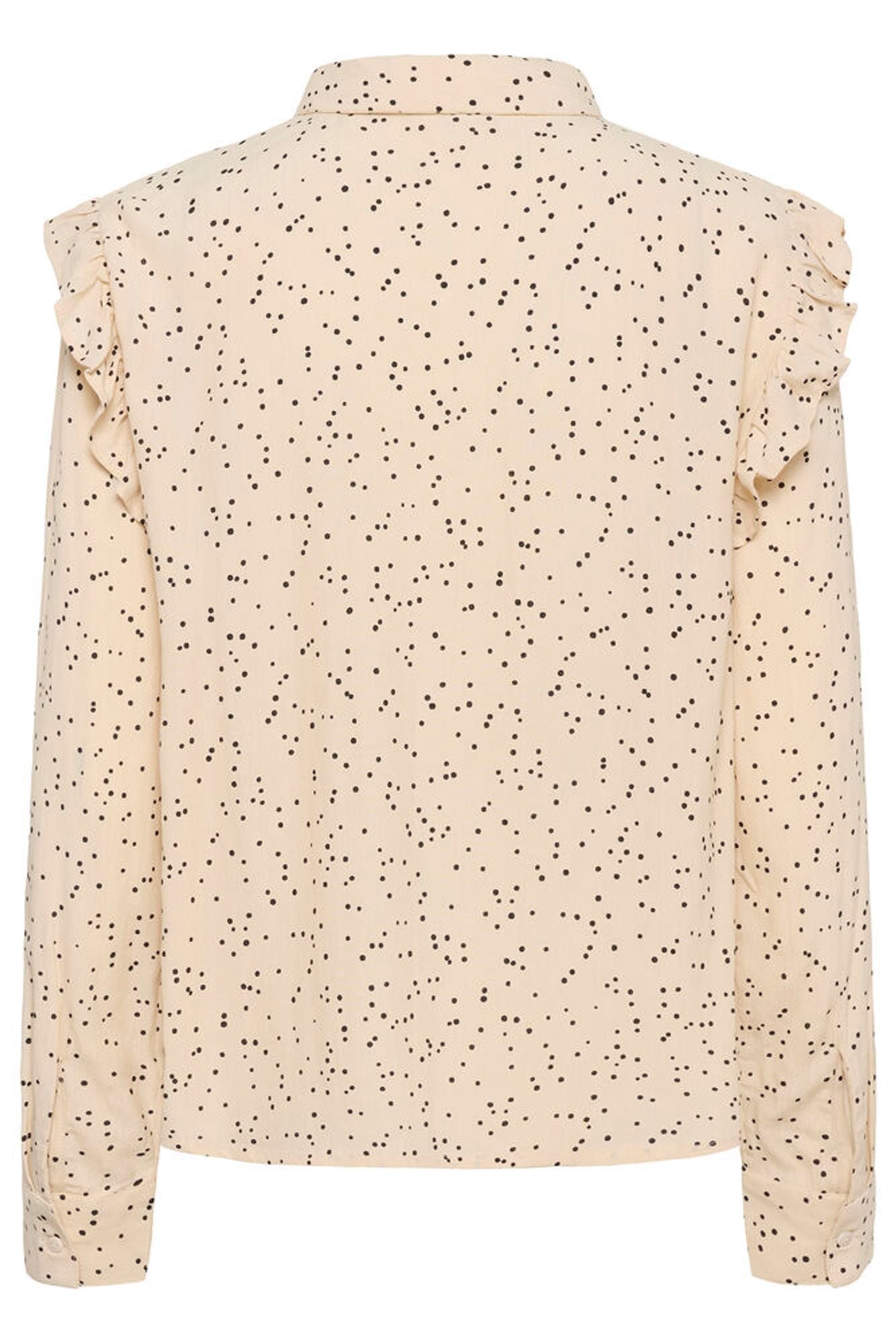 Beige blouse with subtle pattern on a white background