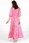 Sarta | Chevron Print Tiered Maxi Milkmaid Dress | Pink