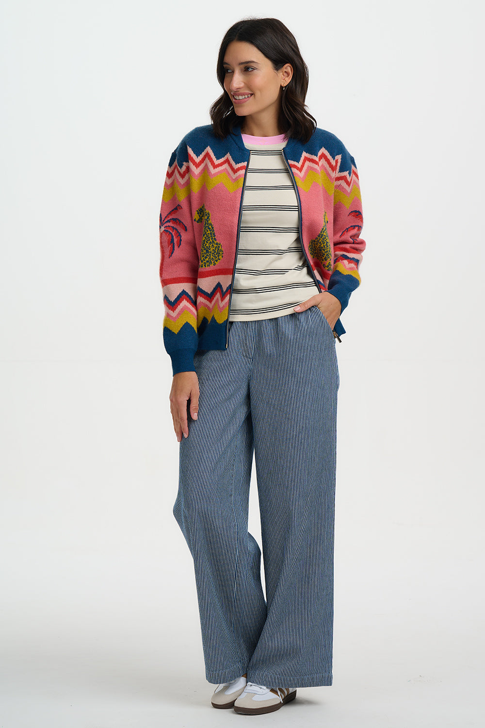 Sugarhill Brighton | Solana Knitted Bomber | Leopard & Palms - Blossom Boutique Online  