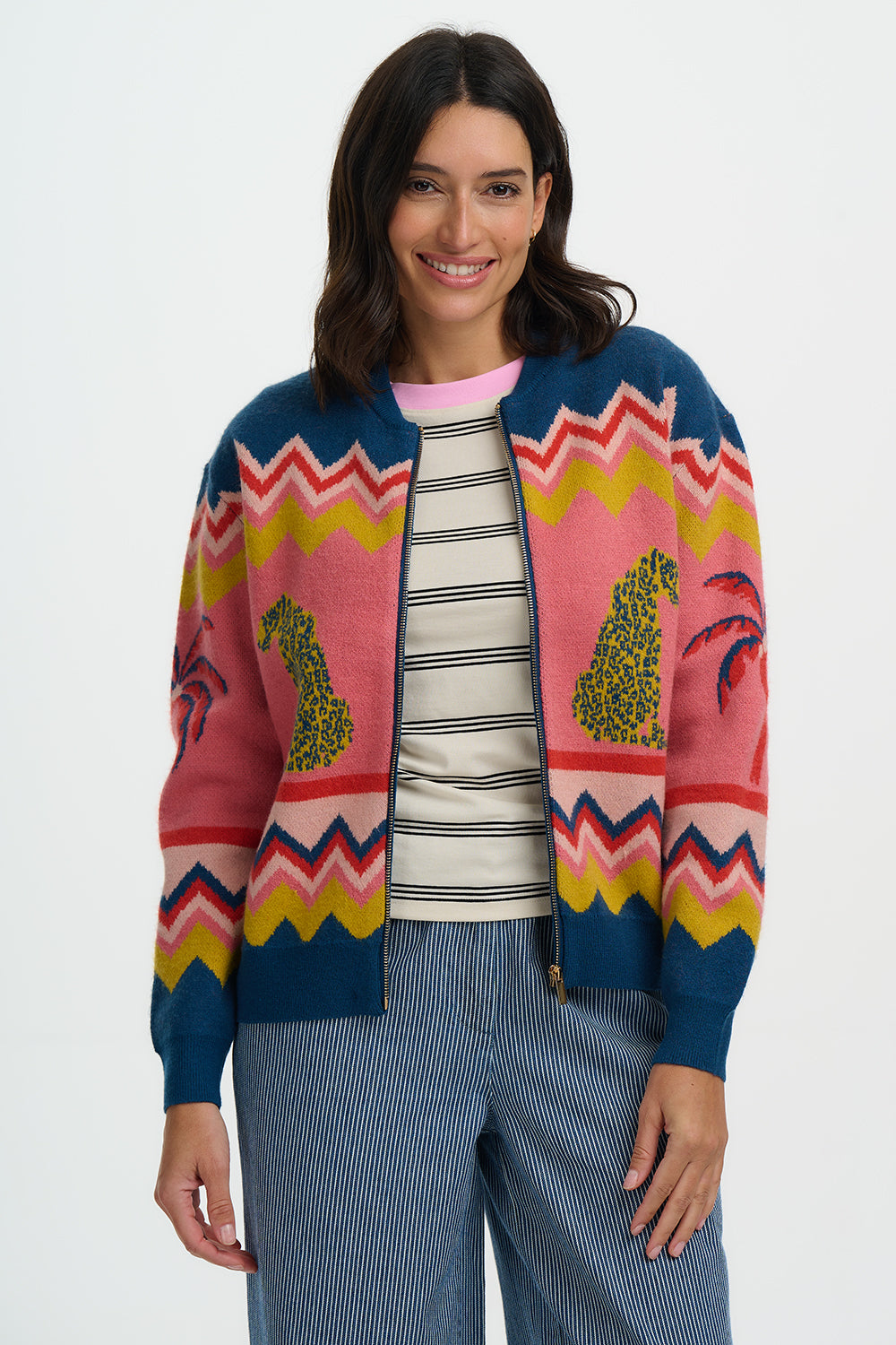 Sugarhill Brighton | Solana Knitted Bomber | Leopard & Palms - Blossom Boutique Online  