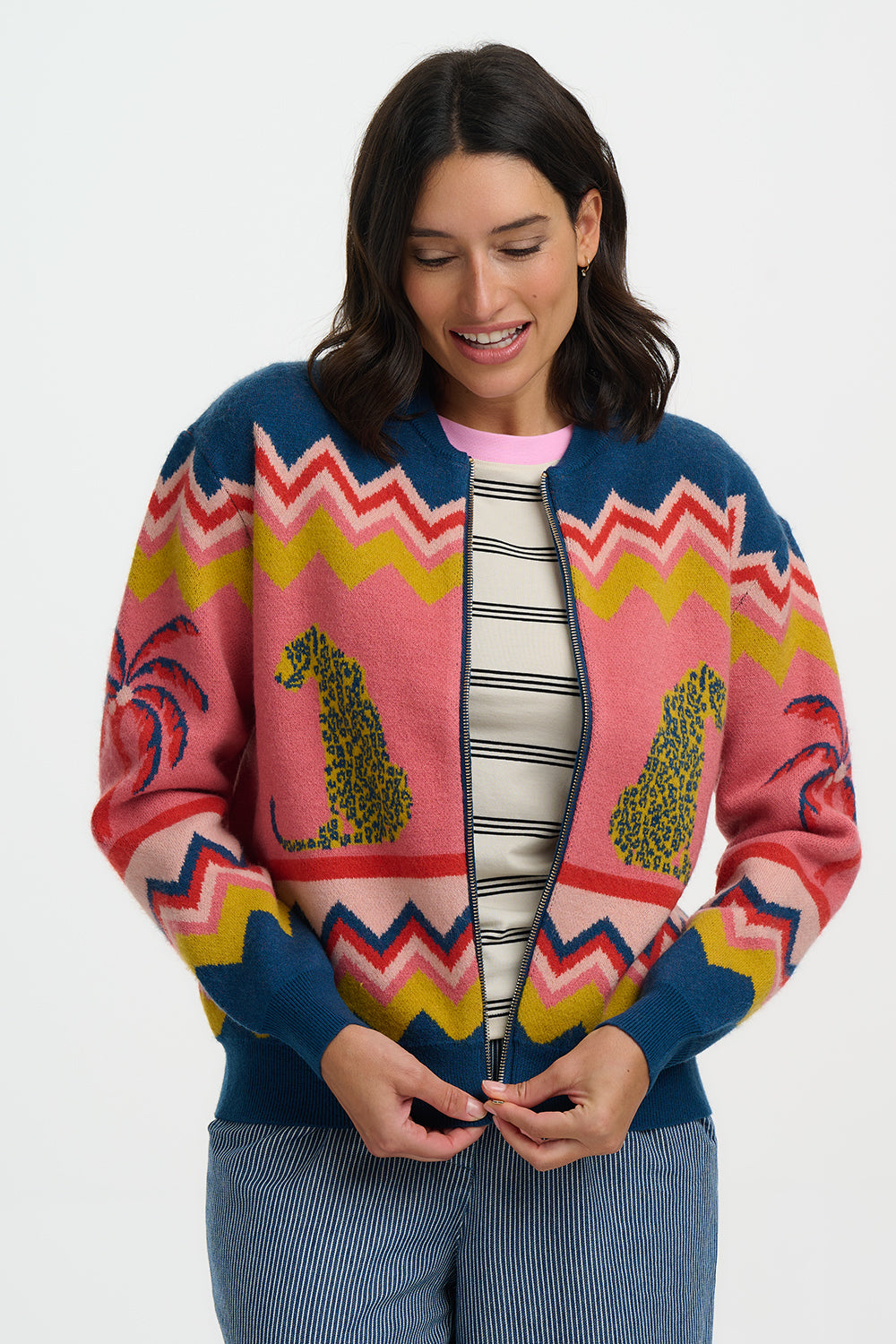 Sugarhill Brighton | Solana Knitted Bomber | Leopard & Palms - Blossom Boutique Online  