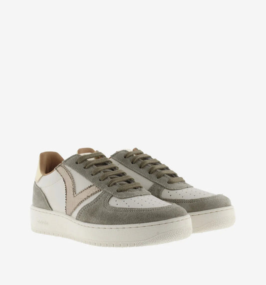 Victoria | Madrid Split Leather Trainer | Khaki - Blossom Boutique Online  