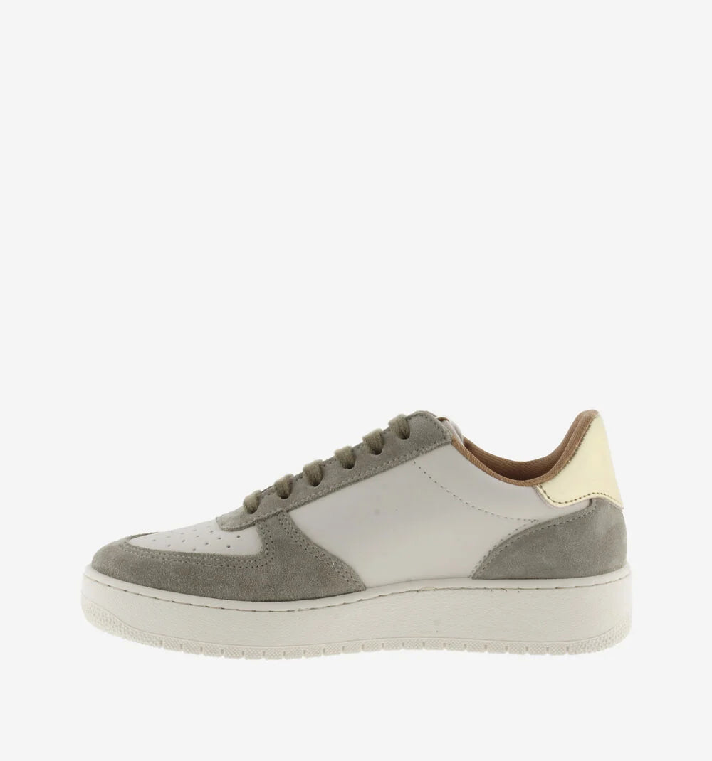 Gray and beige sneaker on a white background