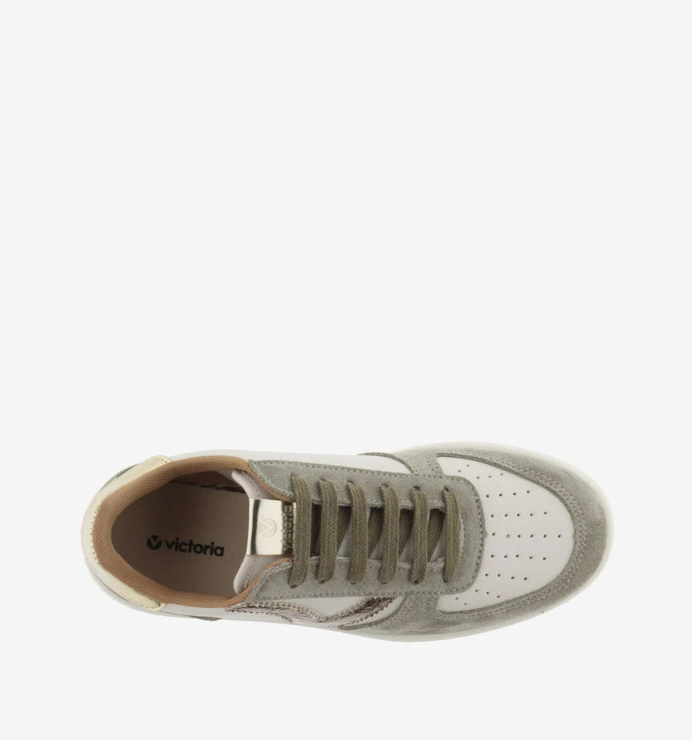 Victoria | Madrid Split Leather Trainer | Khaki - Blossom Boutique Online  