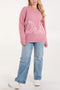 Oui Embroidered Jumper | Pink