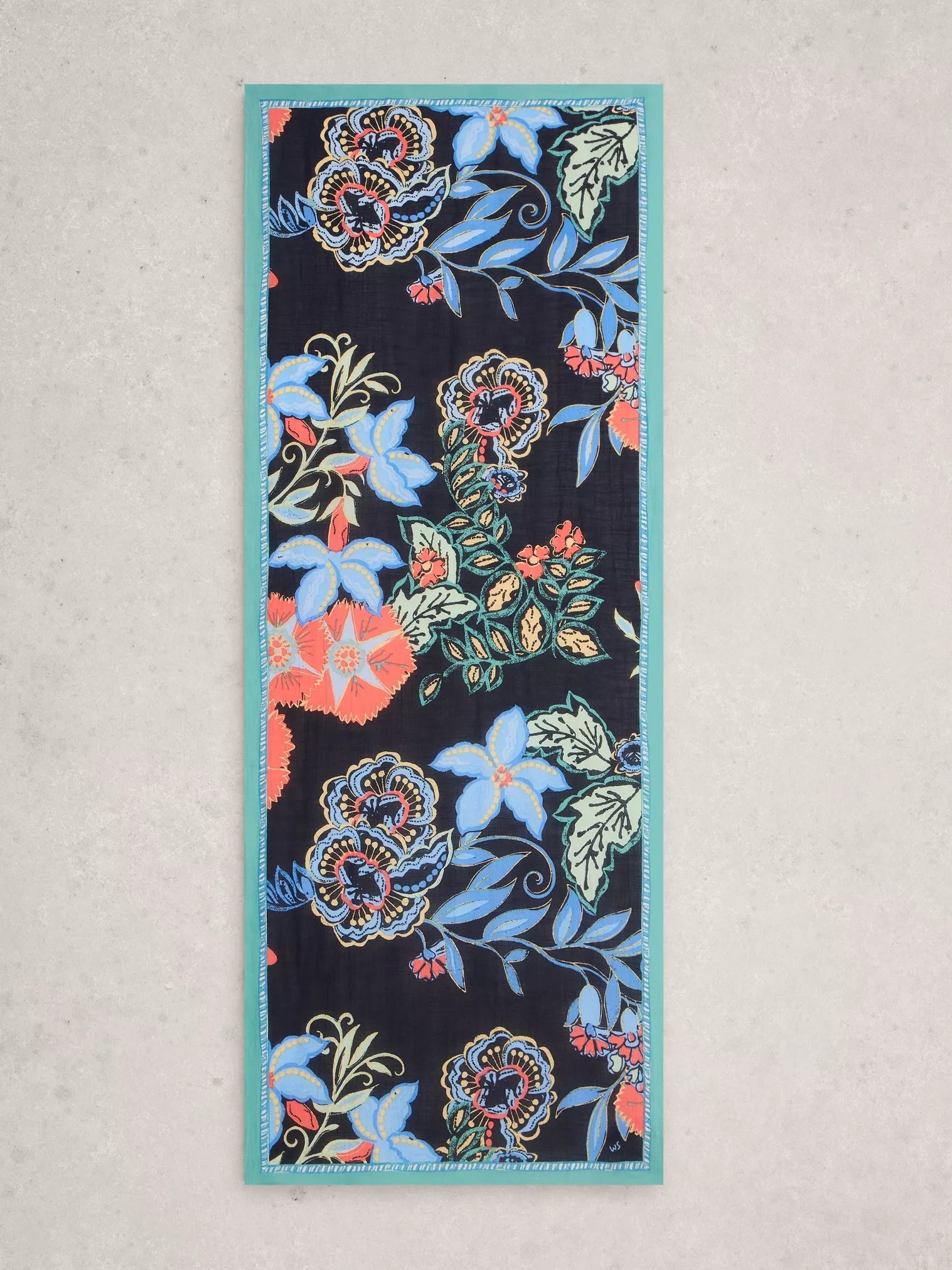 Floral patterned fabric on a textured surface