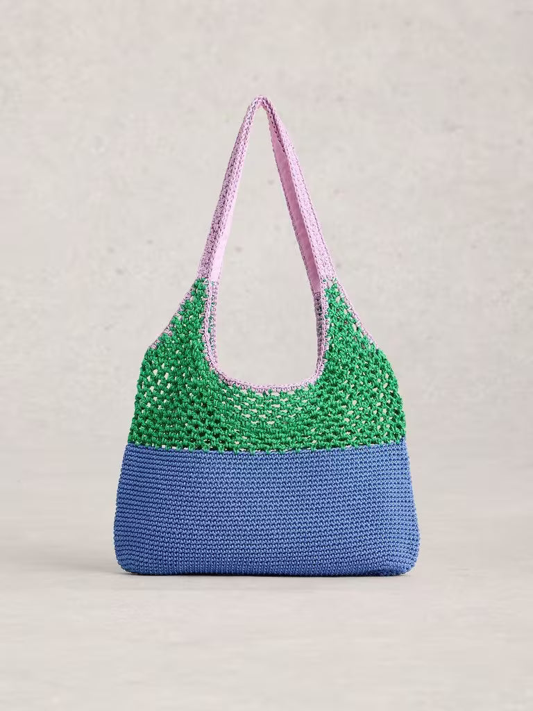 White Stuff | Christie Crochet Shopper Bag | Blue & Green