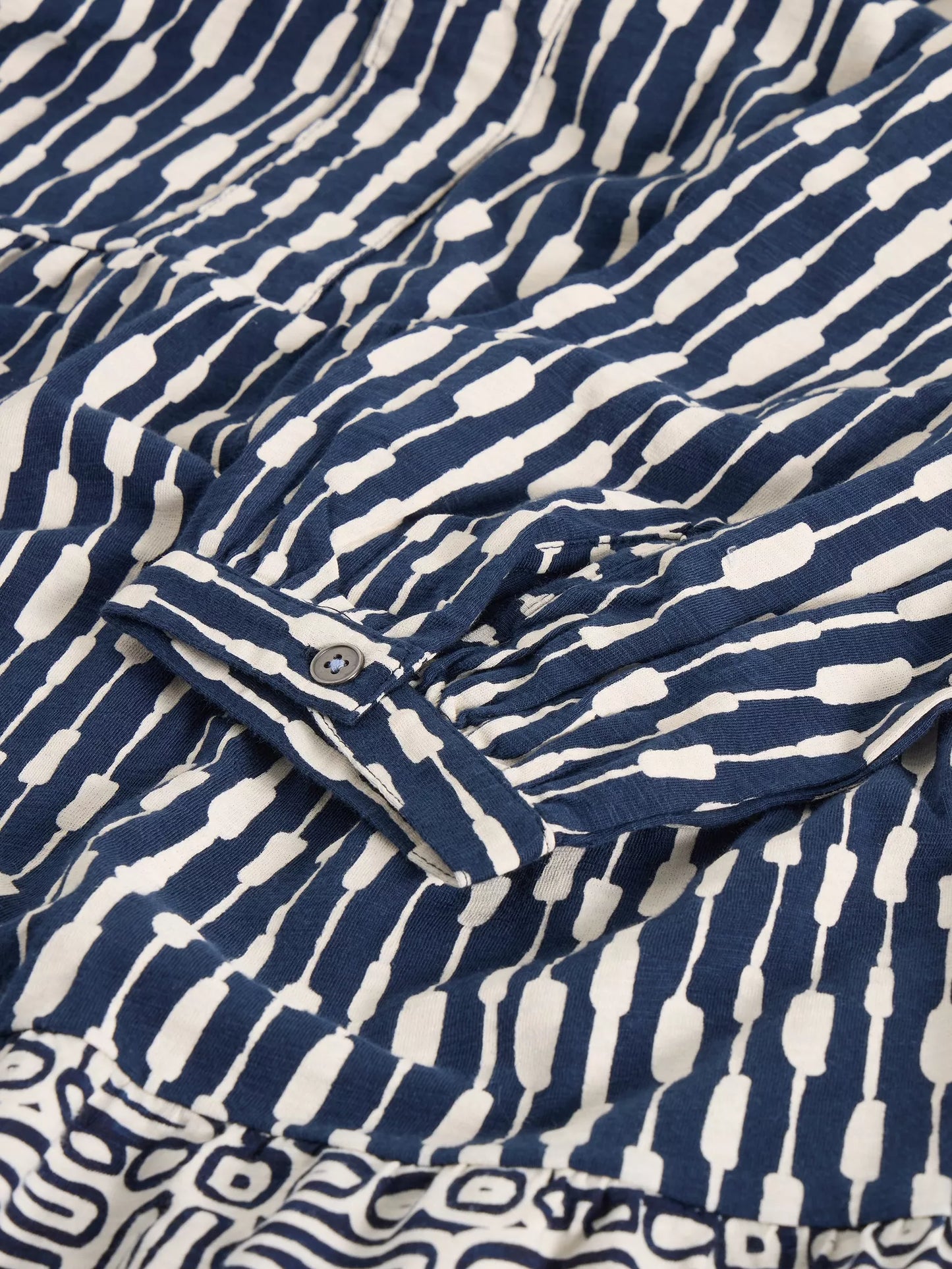 Up close detail of Navy and cream detail