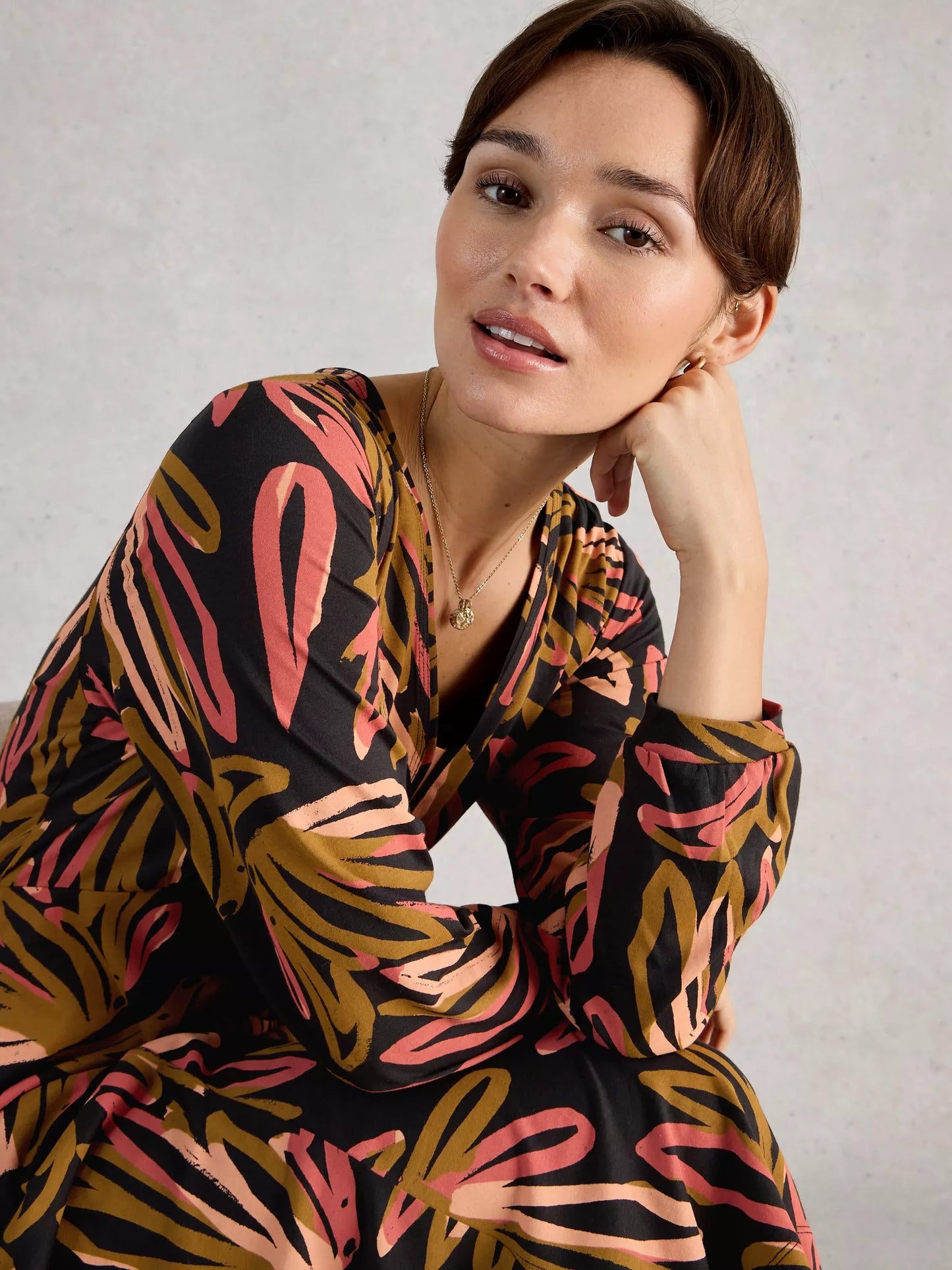 floral pattern jersey dress