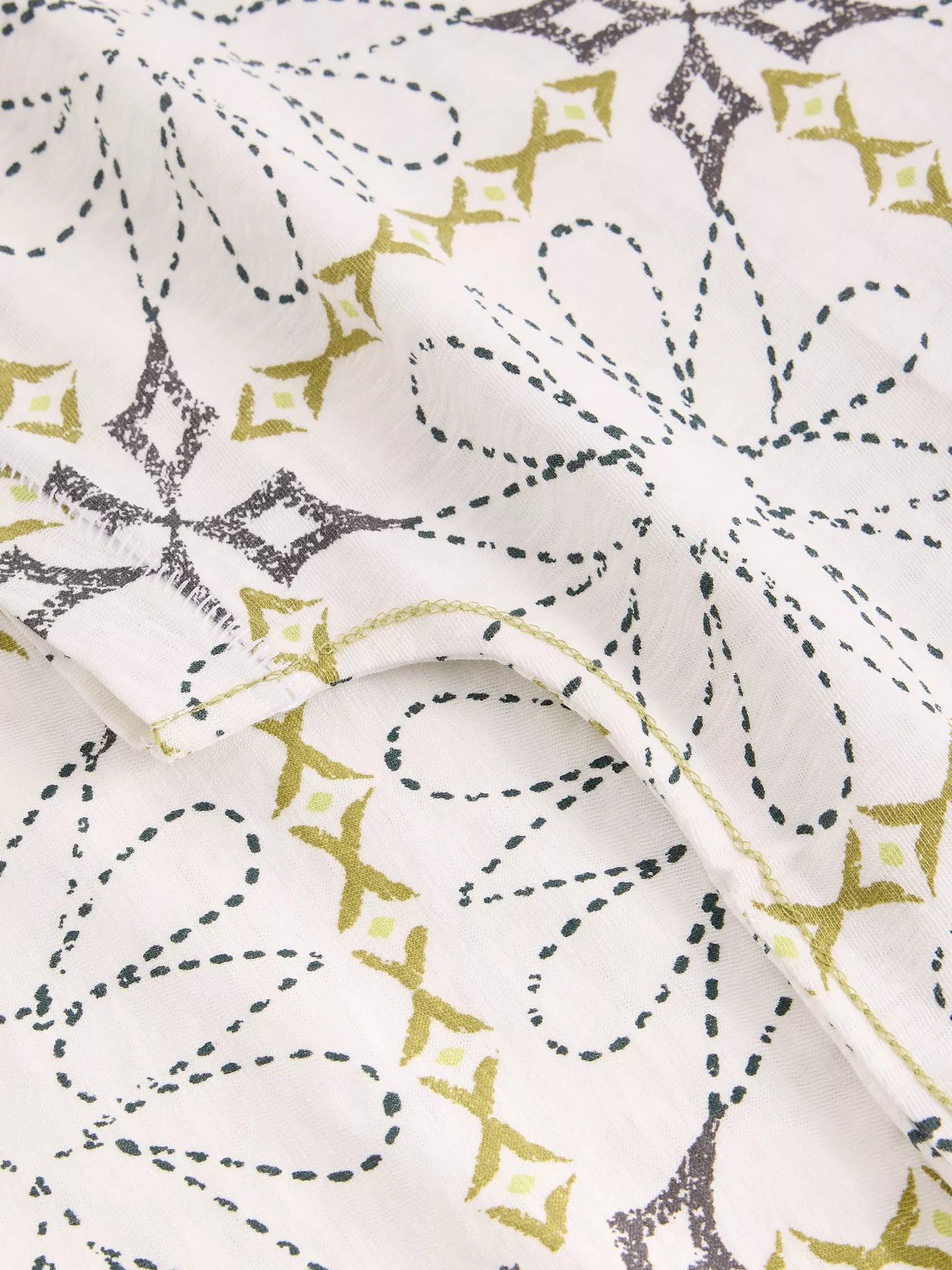 White Stuff | Nelly Notch Neck Short Sleeve T-Shirt | White Print - Blossom Boutique Online  