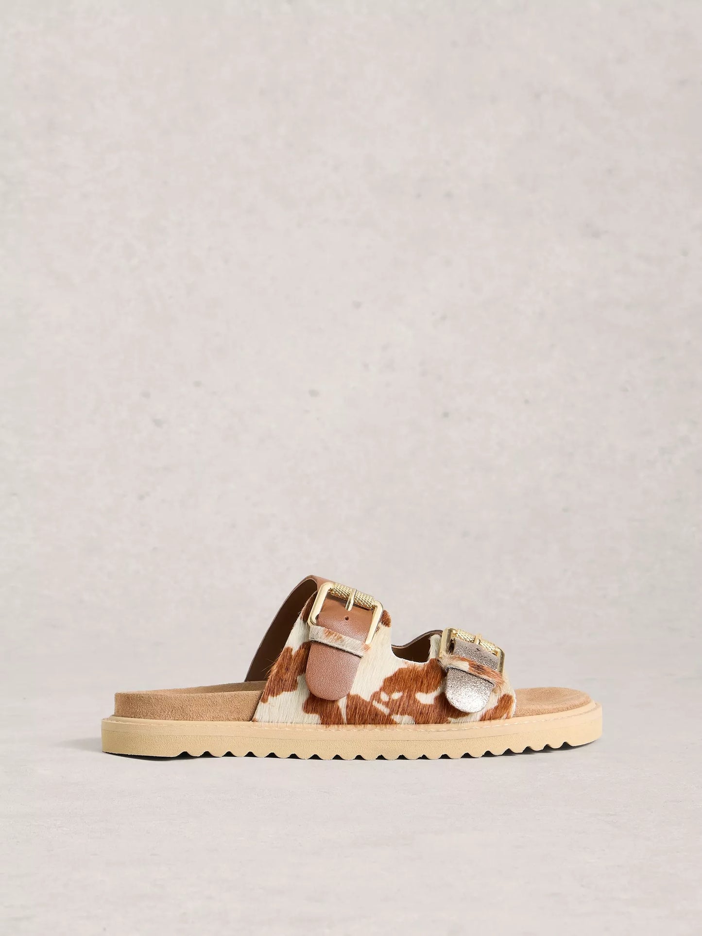 White Stuff | Patty Footbed Slider | Tan Cow