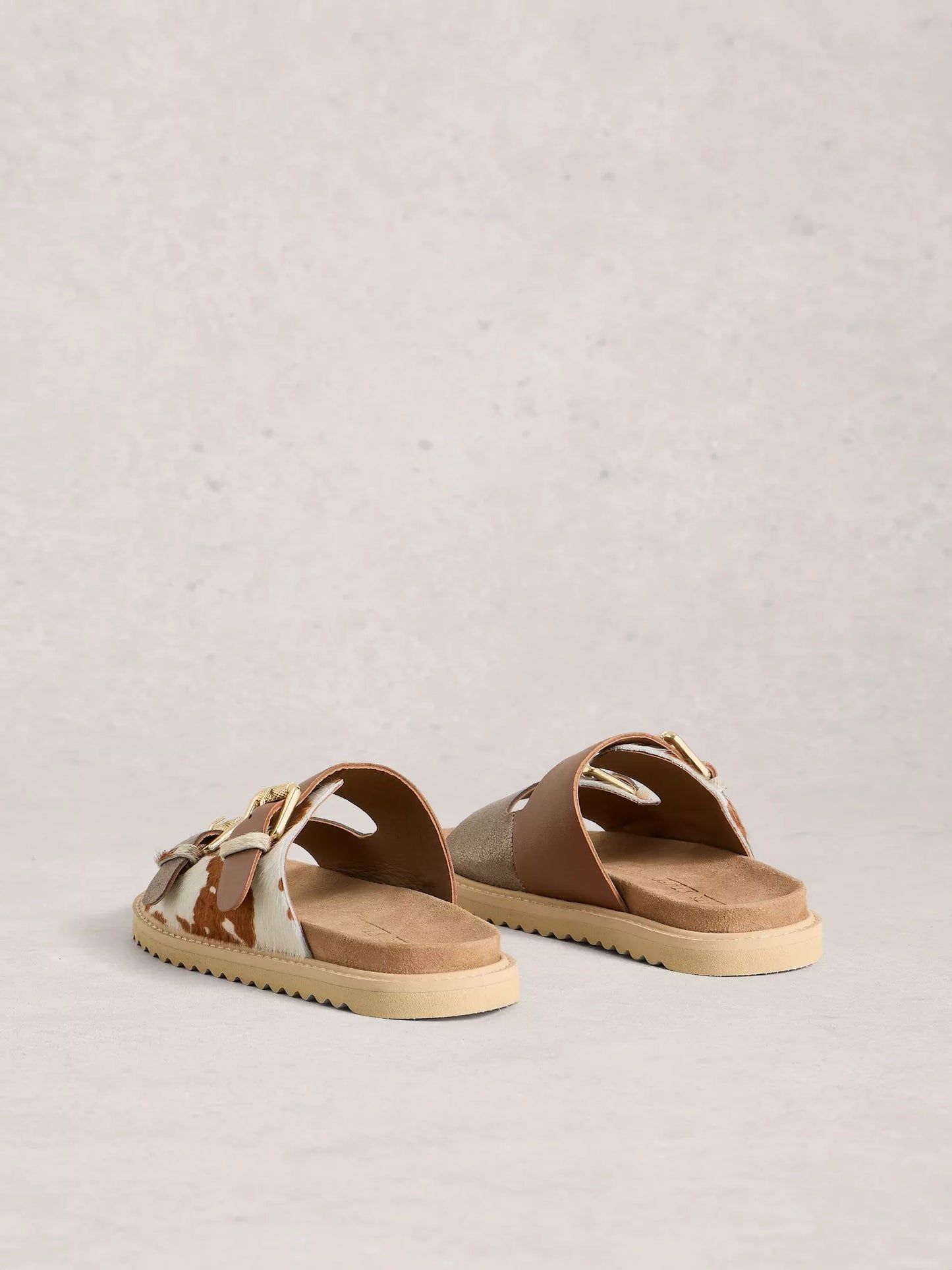 White Stuff | Patty Footbed Slider | Tan Cow