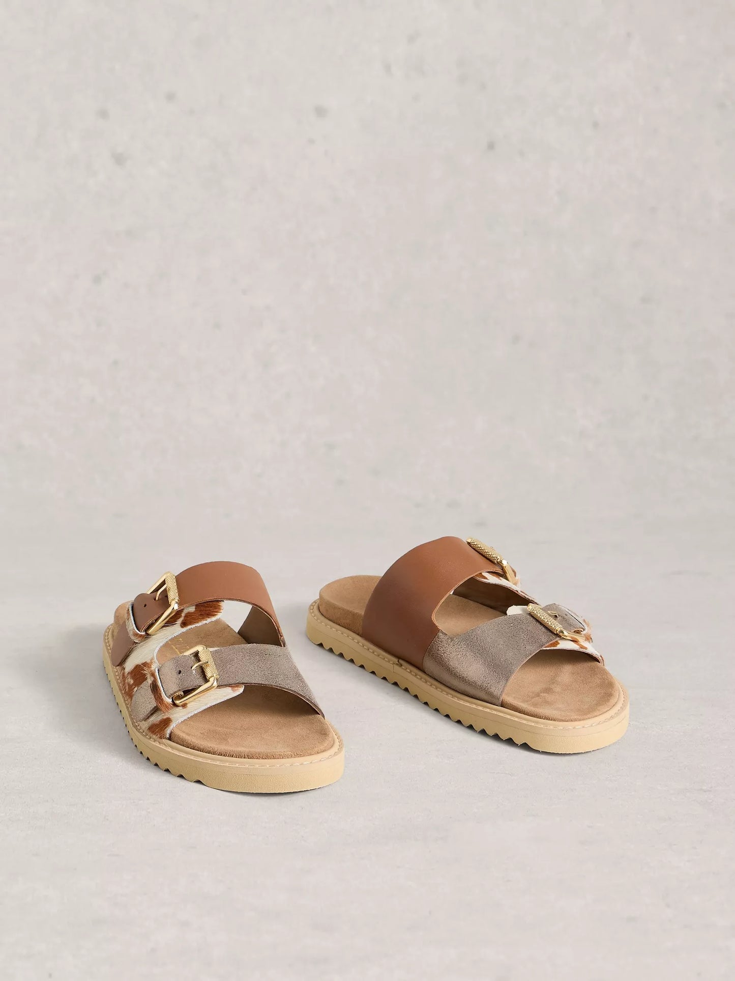 White Stuff | Patty Footbed Slider | Tan Cow