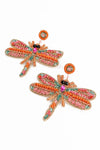 My Doris | Beaded Pink Dragonfly Earrings