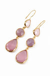My Doris | Pink Glass Triple Drop Earrings