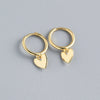 White Leaf | Heart Charm Huggie Earrings | Gold