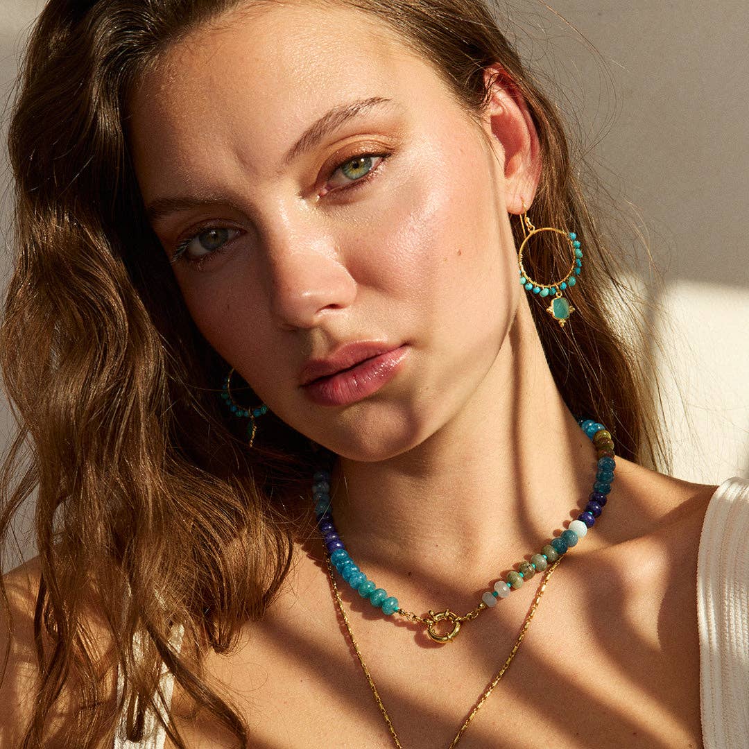 Ashiana London | Kauai Chunky Beaded Necklace Blue