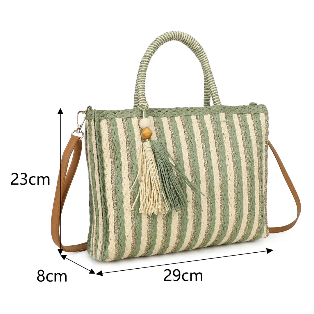 Woven Summer Bag | Striped Green