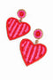 Pre-Order | My Doris Pink & Red Stripe Beaded Heart Earrings