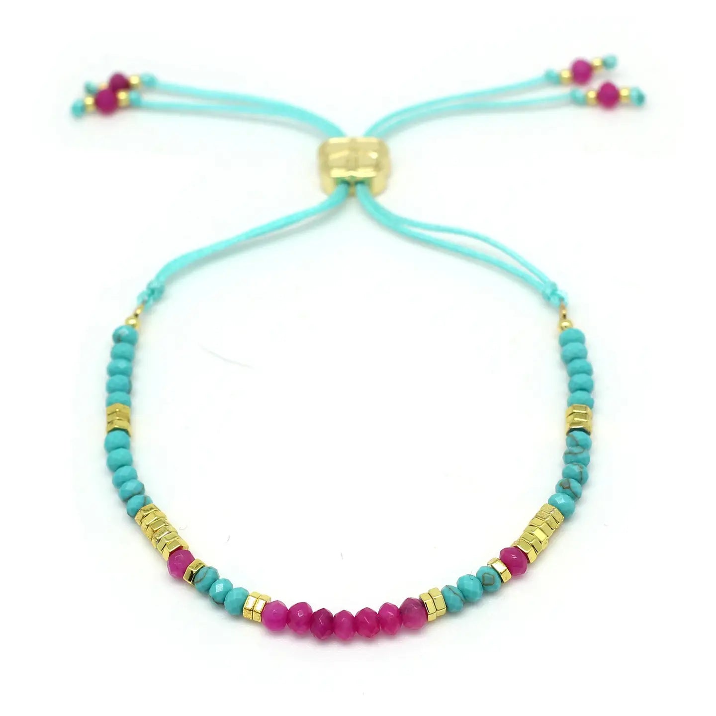 Boho Betty | Spirea Pink & Turquoise Friendship Bracelet - Blossom Boutique Online  
