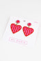 Pre-Order | My Doris Pink & Red Stripe Beaded Heart Earrings