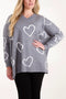 Pre-Order | Heart V-Neck Jumper | Grey