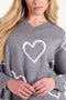 Pre-Order | Heart V-Neck Jumper | Grey