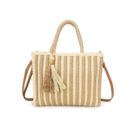 Woven Summer Bag | Striped Neutral