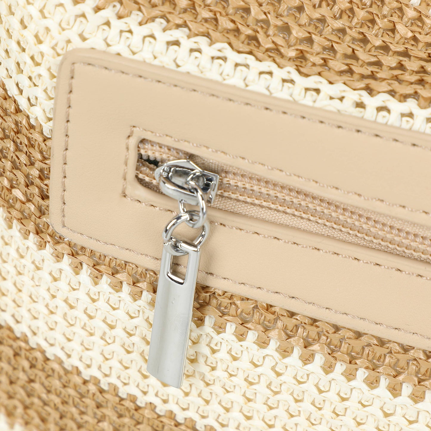 Natural Straw Stripe Shoulder Bag | Beige