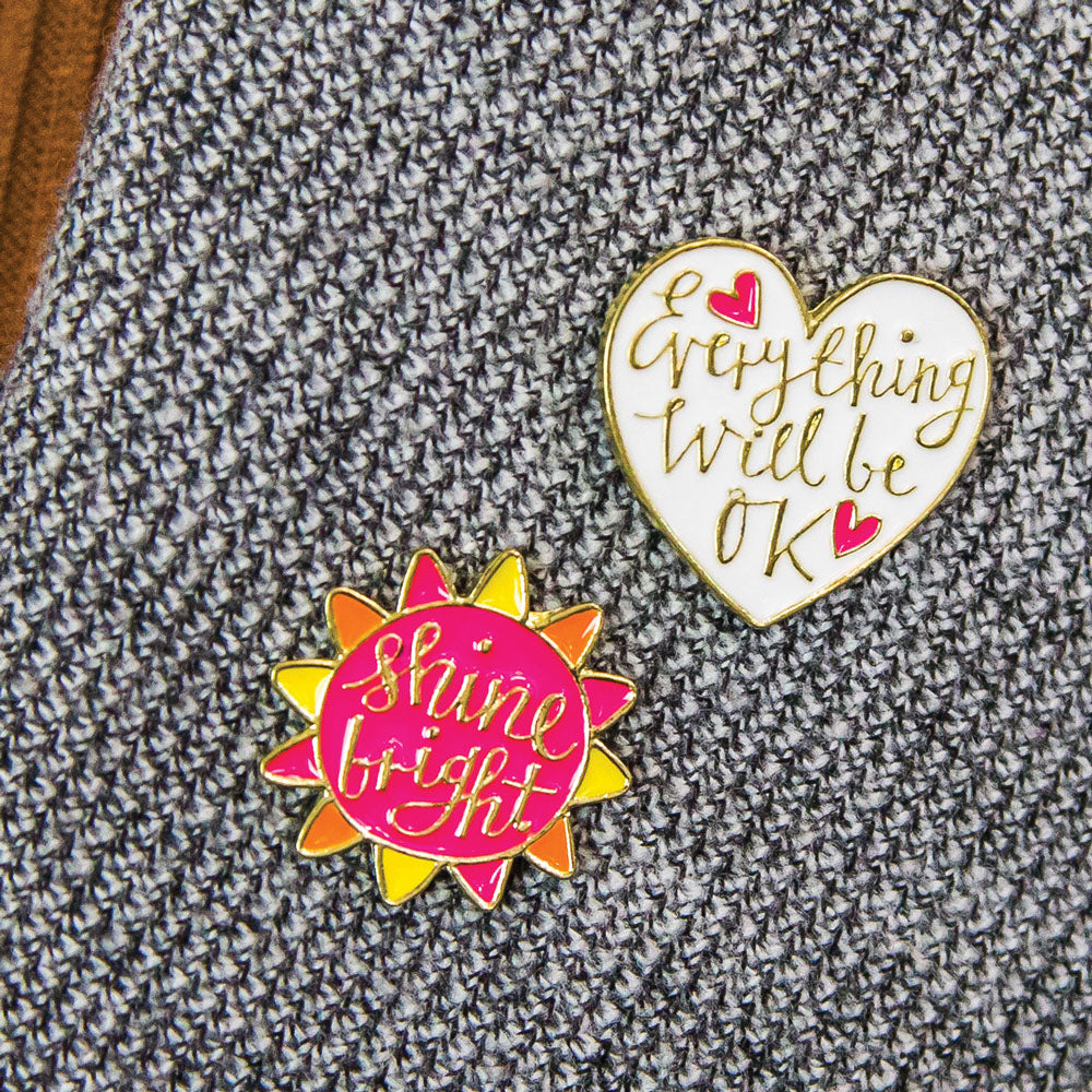 Rachel Ellen Designs | Enamel Pin Badge | Shine Bright Everything Will Be Ok - Blossom Boutique Online  