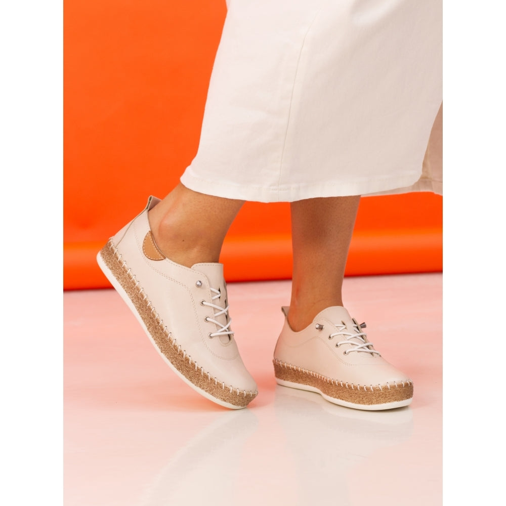 Lunar | Evie Leather Plimsoll | Cream