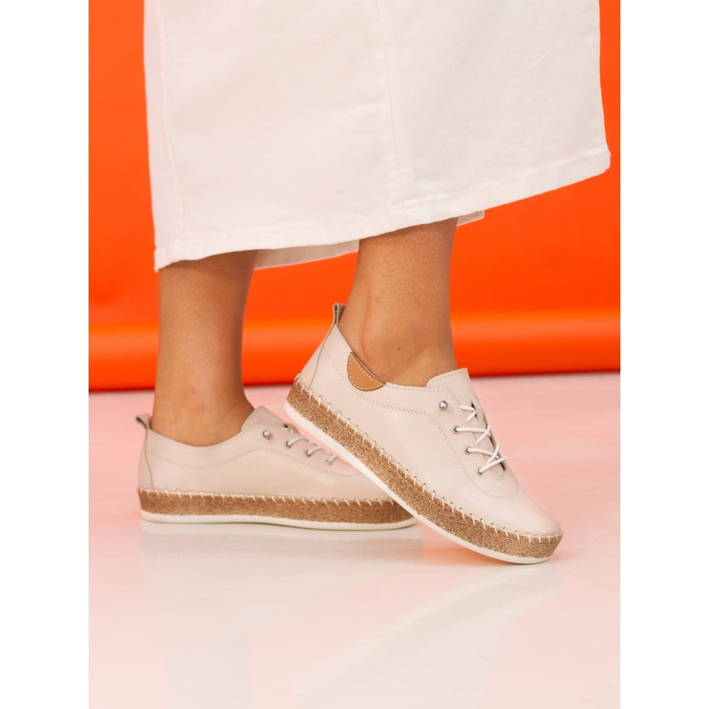 Lunar | Evie Leather Plimsoll | Cream