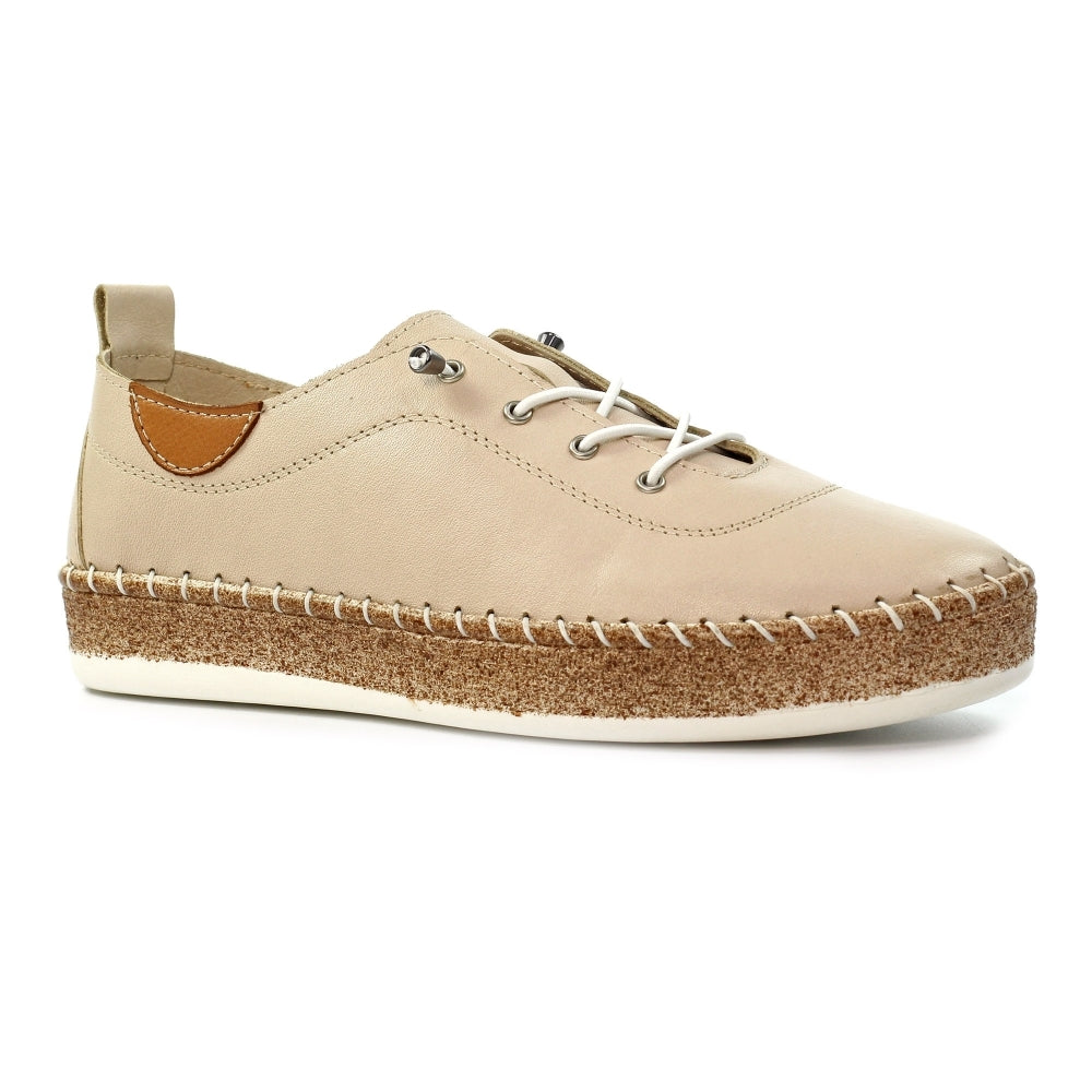 Lunar | Evie Leather Plimsoll | Cream