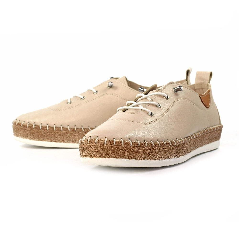 Lunar | Evie Leather Plimsoll | Cream