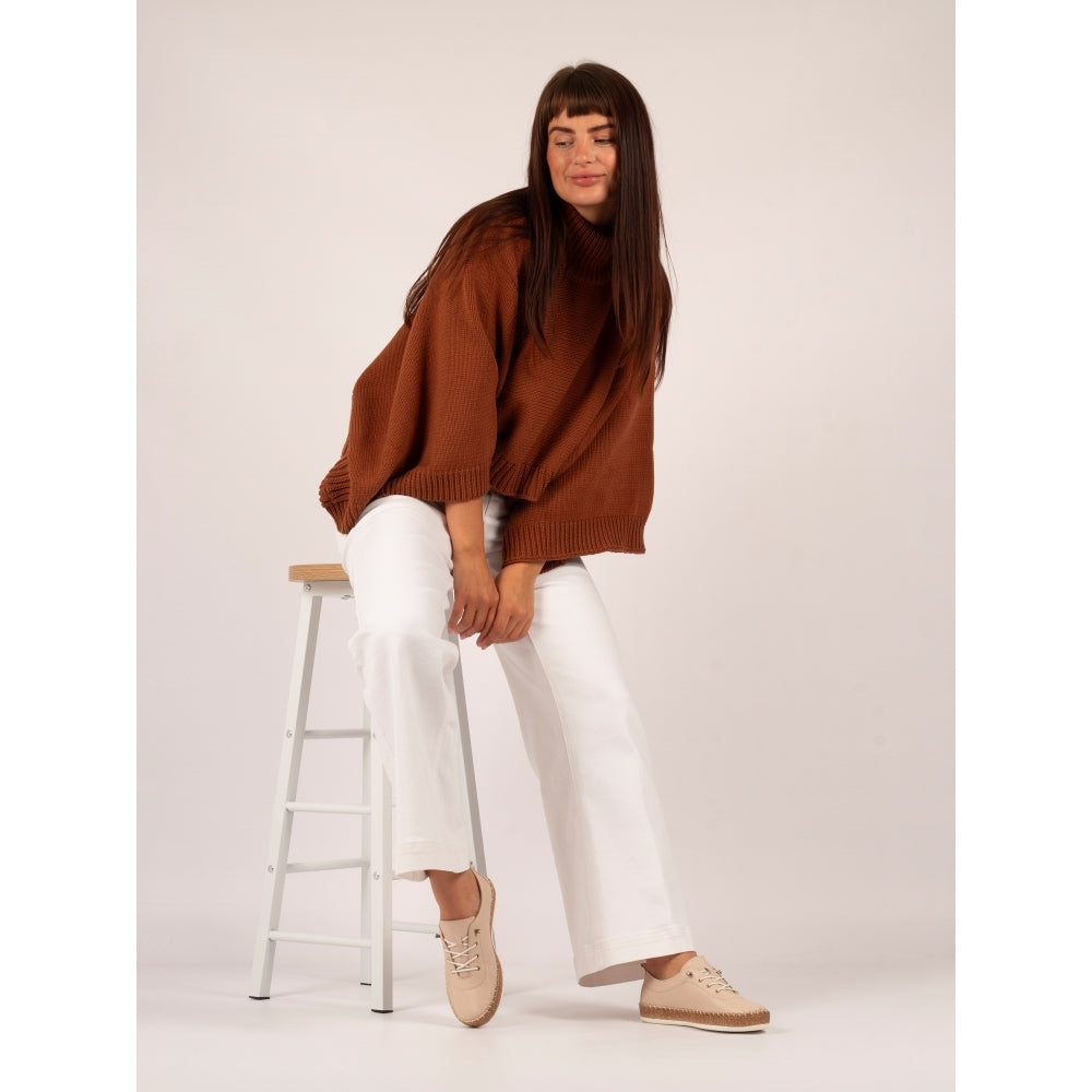 Lunar | Evie Leather Plimsoll | Cream
