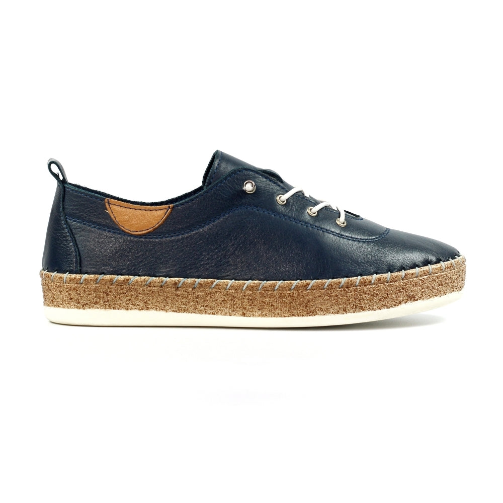 Lunar | Evie Leather Plimsoll | Navy