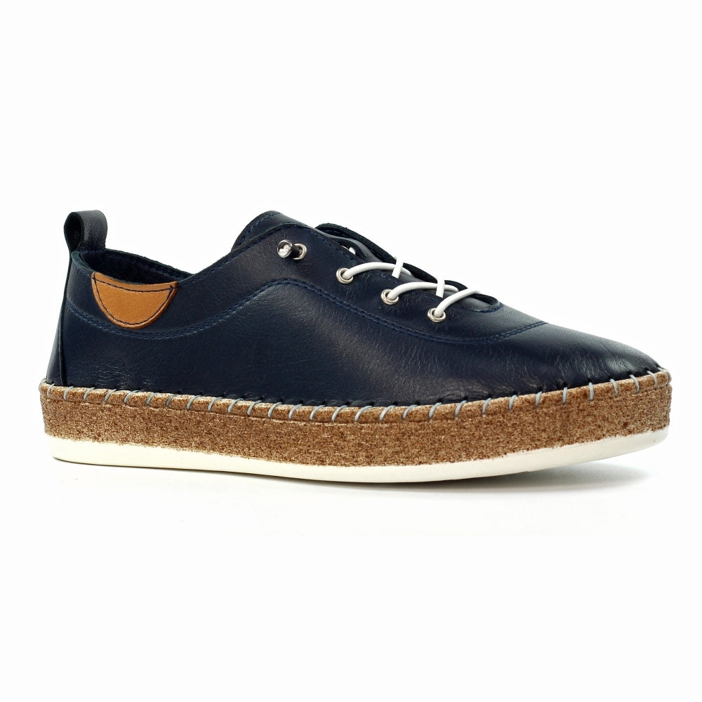 Lunar | Evie Leather Plimsoll | Navy