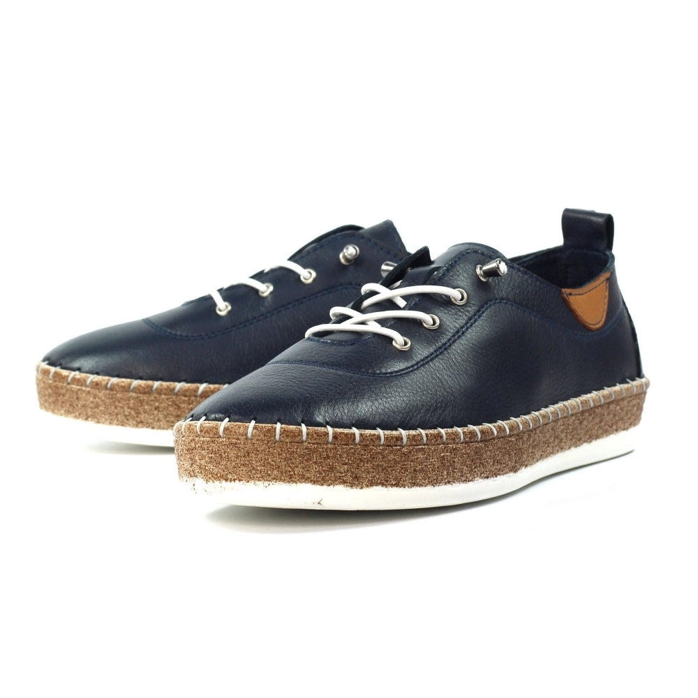 Lunar | Evie Leather Plimsoll | Navy