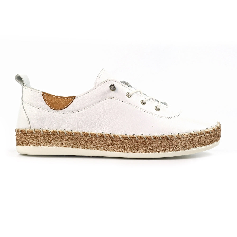 Lunar | Evie Leather Plimsoll | White