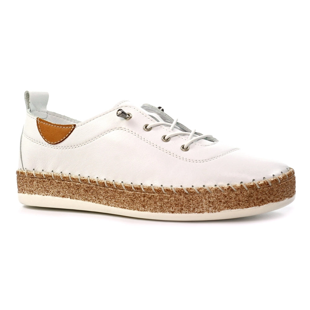 Lunar | Evie Leather Plimsoll | White