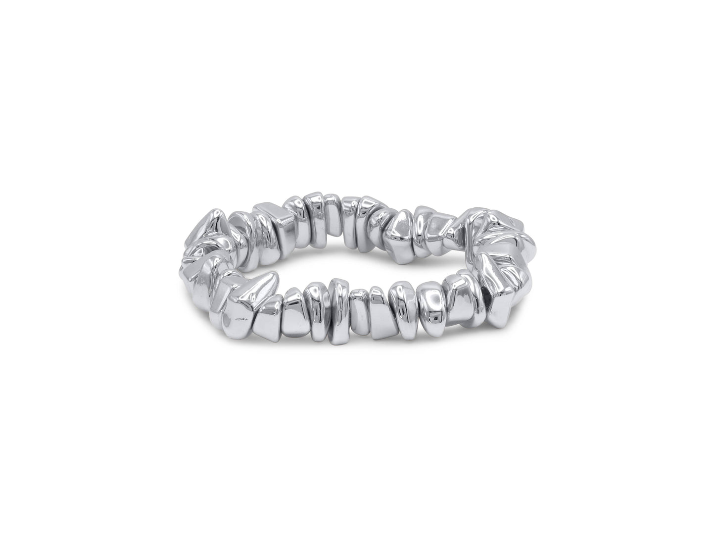 Big Metal London | Figueres Organic Beads Stretch Bracelet | Silver