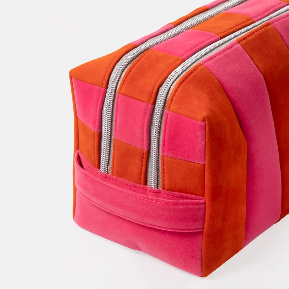 Caroline Gardner | Orange/Pink Stripe Large Travel Washbag